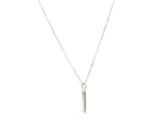 14k White Gold Bar Pendant with Diamonds