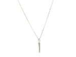 14k White Gold Bar Pendant with Diamonds