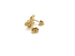 14k Yellow Gold Post Earrings with Roses(9.2mm)