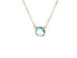 14k Yellow Gold 17 inch Necklace with Cushion Blue Topaz