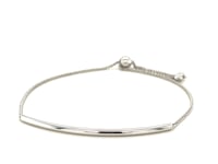 14k White Gold Smooth Curved Bar Lariat Design Bracelet