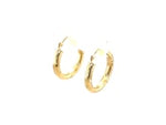 14k Yellow Gold Diamond Cut Hoop Earrings (3x20mm)