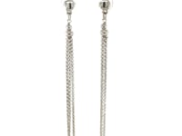 Long Chain Tassel and Textured Bar Drop Earrings in Sterling Silver