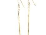 14k Yellow Gold Long Bar Diamond Cut Drop Earrings