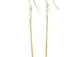 14k Yellow Gold Long Bar Diamond Cut Drop Earrings