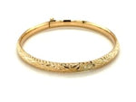 14k Yellow Gold Diamond Cut Design Dome Motif Childrens Bangle (5.50 mm)