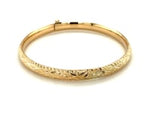 14k Yellow Gold Diamond Cut Design Dome Motif Children's Bangle