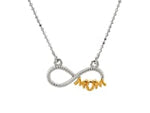 Sterling Silver Two Toned Mom Necklace with Cubic Zirconias