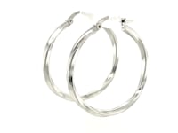 Sterling Silver Polished Spiral Motif Hoop Earrings(3x25mm)