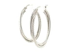 Sterling Silver Oval Twisted Tube Hoop Earrings