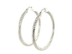 Sterling Silver Large Hoop Earrings with Braid Texture(3x35mm)