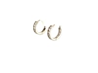 Sterling Silver Petite Hoop Earrings with Cubic Zirconias(3x10mm)