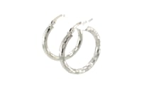 Sterling Silver Large Hoop Earrings with Hammered Texture(3x20mm)