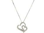 Sterling Silver Diamond Accented Dual Fancy Heart Pendant (.02 cttw)