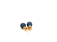 14k Yellow Gold Cultured Black Pearl Stud Earrings (7.0 mm)