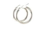 14k White Gold Polished Hoop Earrings (3x25mm)