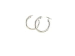 14k White Gold Polished Hoop Earrings (2x15mm)