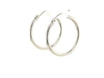 14k White Gold Polished Hoop Earrings (25 mm)