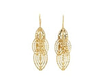 14k Yellow Gold Textured Cascading Cut Out Marquise Earrings