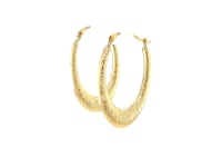 14k Yellow Gold Hoop Earrings in a Graduated Texture Style