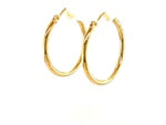 14k Yellow Gold Polished Hoop Earrings (2x25 mm)