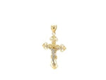 14k Two Tone Gold Cross Pendant