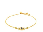 14k Yellow Gold Adjustable Evil Eye Bracelet (1.00 mm)