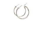 14k White Gold Polished Hoop Earrings (2x20mm)