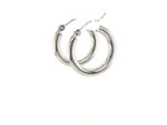 14k White Gold Polished Hoop Earrings (3x20mm)