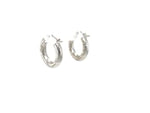 14k White Gold Hoop Earrings with Diamond Cuts (3x15mm)