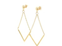 14k Yellow Gold Diamond Shape Chain Drop Earrings