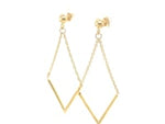 14k Yellow Gold Diamond Shape Chain Drop Earrings