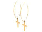 14k Yellow Gold Dangle Cross Earrings