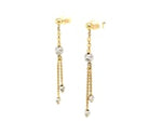 14k Two Tone Drop Earrings with Textured Beads