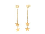 14k Two Tone Gold Drop Earrings with Polished Stars