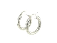 Sterling Silver Thick Polished Hoop Earrings with Rhodium Plating (2x20mm)