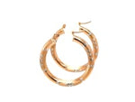 14k Rose Gold Fancy Diamond Cut Hoop Earrings(3x25mm)