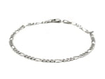 14k White Gold Solid Figaro Bracelet (2.60 mm)