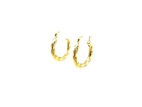 14k Yellow Gold Wavy Texture Hoop Earrings