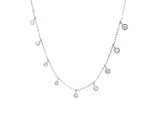 14k White Gold Necklace with Round Diamond Charms