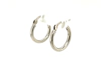 Sterling Silver Rhodium Plated Thin and Small Polished Hoop Earrings (2x10mm)