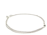 14k White Gold Cable Chain Anklet with Open Heart Station