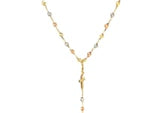 14k Tri-Color Gold Rosary Chain Necklace