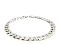 Rhodium Plated 7.9mm Sterling Silver Curb Style Bracelet