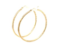 14k Yellow Gold Fancy Diamond Cut Extra Large Hoop Earrings (2x45mm)