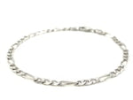 14k White Gold Solid Figaro Bracelet (3.80 mm)