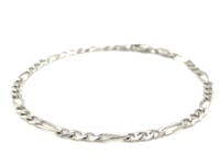 3.8mm 14k White Gold Solid Figaro Bracelet