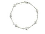 14k White Gold Rolo Chain Bracelet with Puffed Heart Stations (3.30 mm)