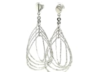 Sterling Silver Textured Teardrop Motif Dangle Earrings