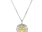 Designer Sterling Silver and 14k Yellow Gold Sand Dollar Pendant